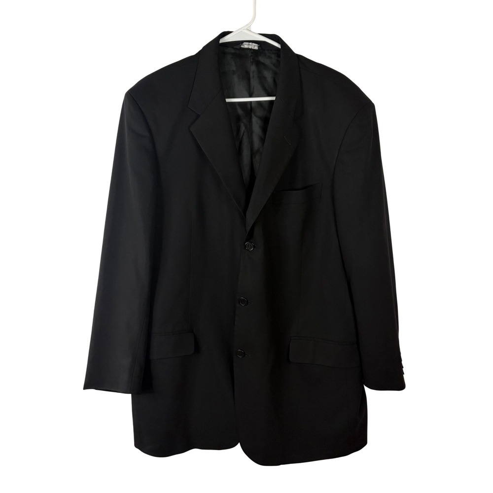 Adolfo Mens Suit Jacket 42-36L Black Super 120s Wool 3-Button Blazer Italy